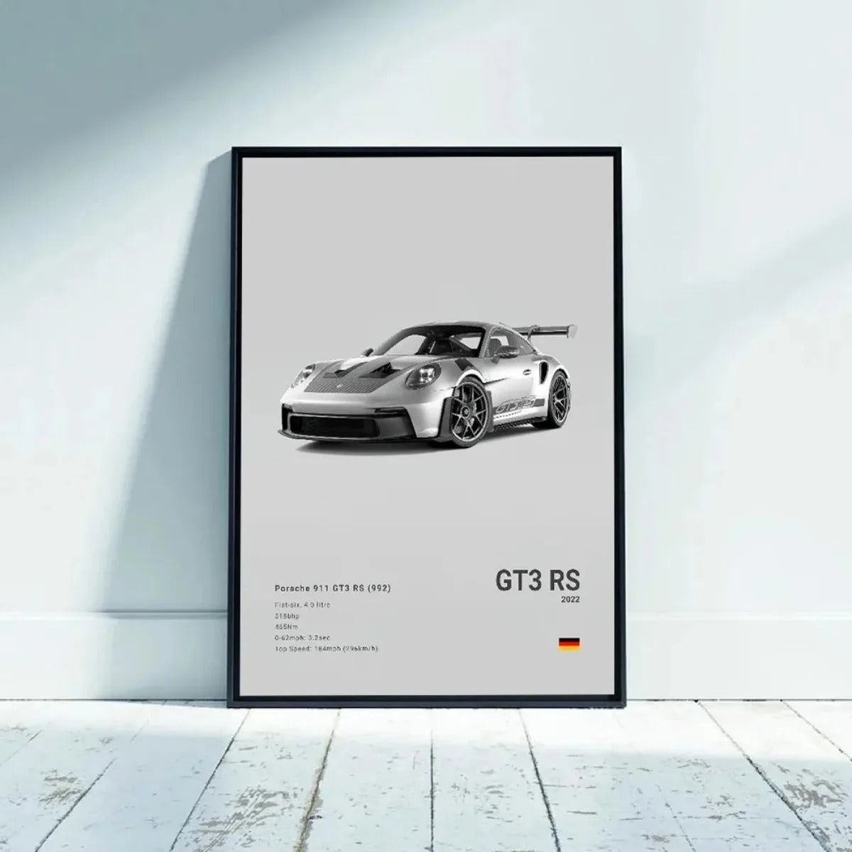 Fashion German Luxury Sports Car 911 GT3 RS Black and White Canvas