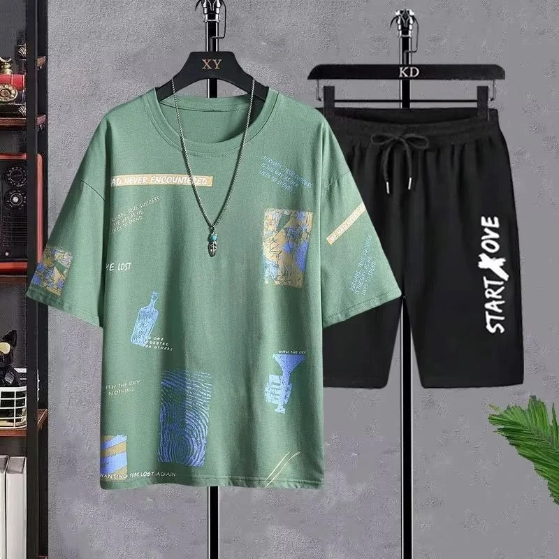 Trendy Short Sleeve Summer Shorts Fashionable Clothes Polyester Fabric T-shirt Style