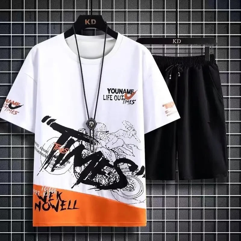 Trendy Short Sleeve Summer Shorts Fashionable Clothes Polyester Fabric T-shirt Style