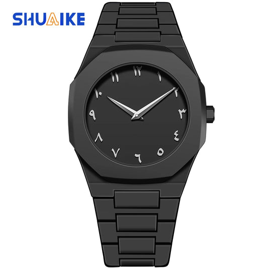 Business Men's Watch Men's Quartz Watch Classic Fashion Round Watch Art Arabic Digital New Watch Men's Clock