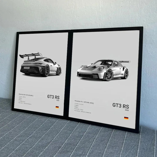 Fashion German Luxury Sports Car 911 GT3 RS Black and White Canvas