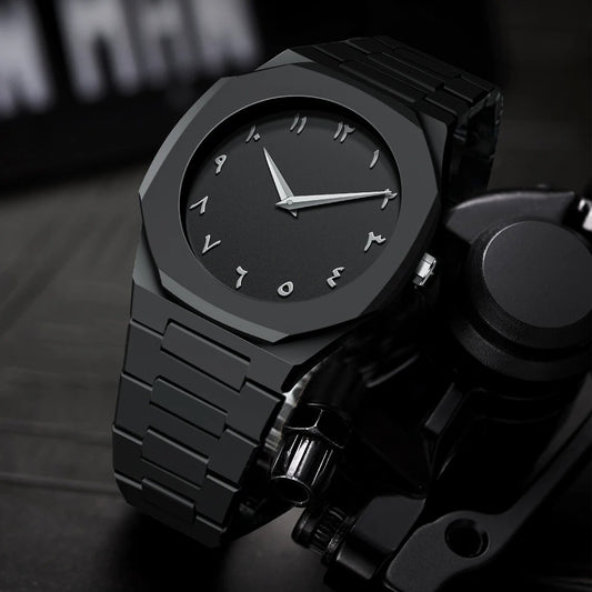 Business Men's Watch Men's Quartz Watch Classic Fashion Round Watch Art Arabic Digital New Watch Men's Clock