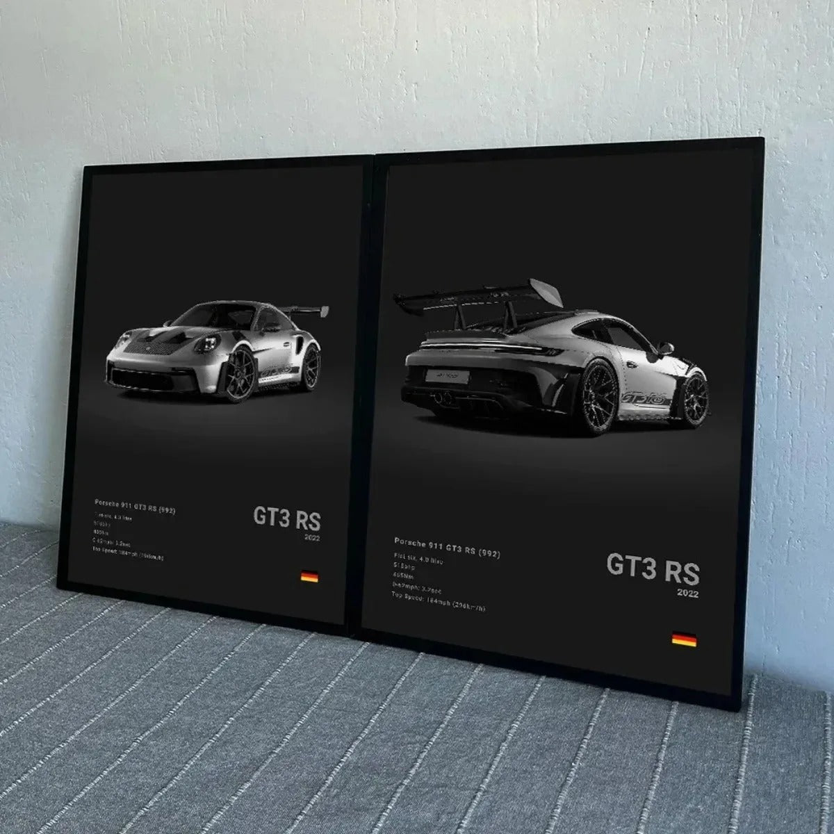 Fashion German Luxury Sports Car 911 GT3 RS Black and White Canvas