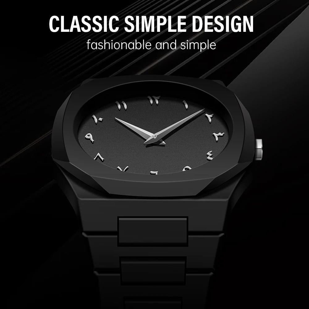 Business Men's Watch Men's Quartz Watch Classic Fashion Round Watch Art Arabic Digital New Watch Men's Clock