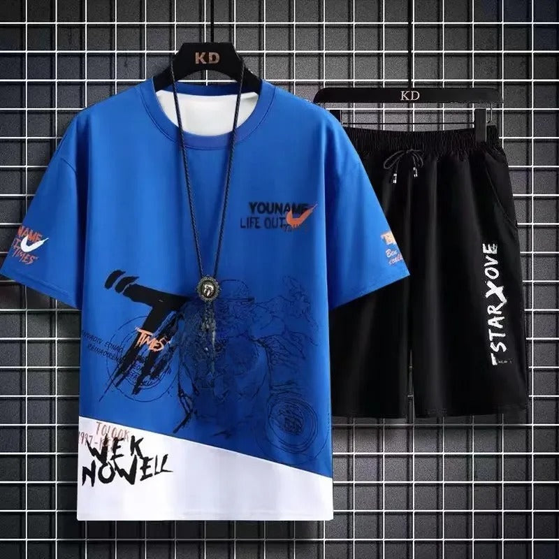 Trendy Short Sleeve Summer Shorts Fashionable Clothes Polyester Fabric T-shirt Style