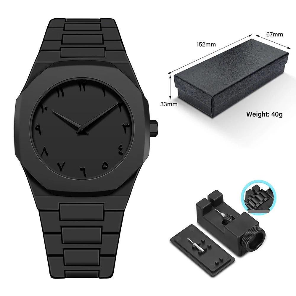 Business Men's Watch Men's Quartz Watch Classic Fashion Round Watch Art Arabic Digital New Watch Men's Clock