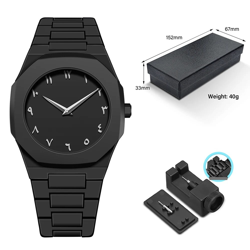 Business Men's Watch Men's Quartz Watch Classic Fashion Round Watch Art Arabic Digital New Watch Men's Clock