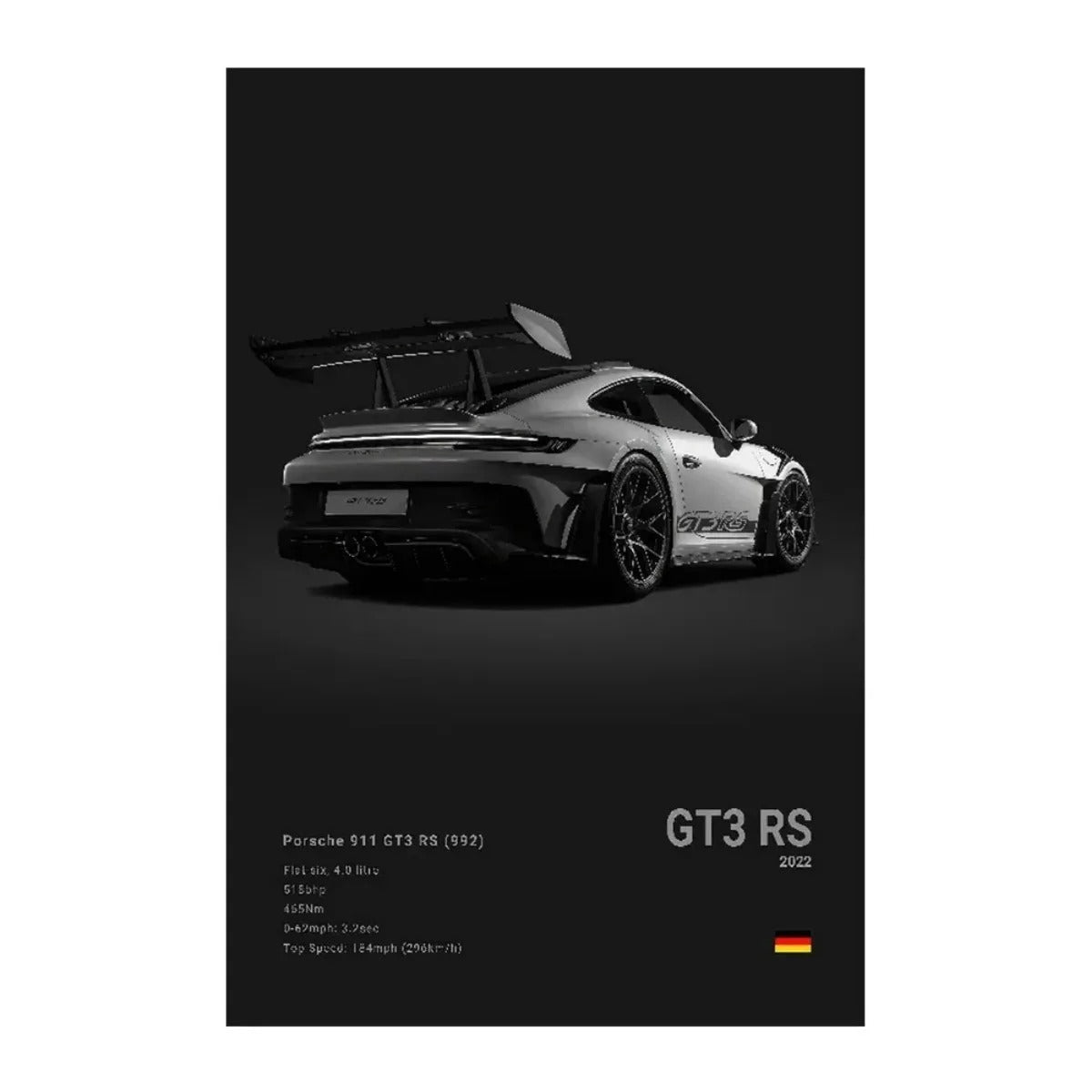 Fashion German Luxury Sports Car 911 GT3 RS Black and White Canvas